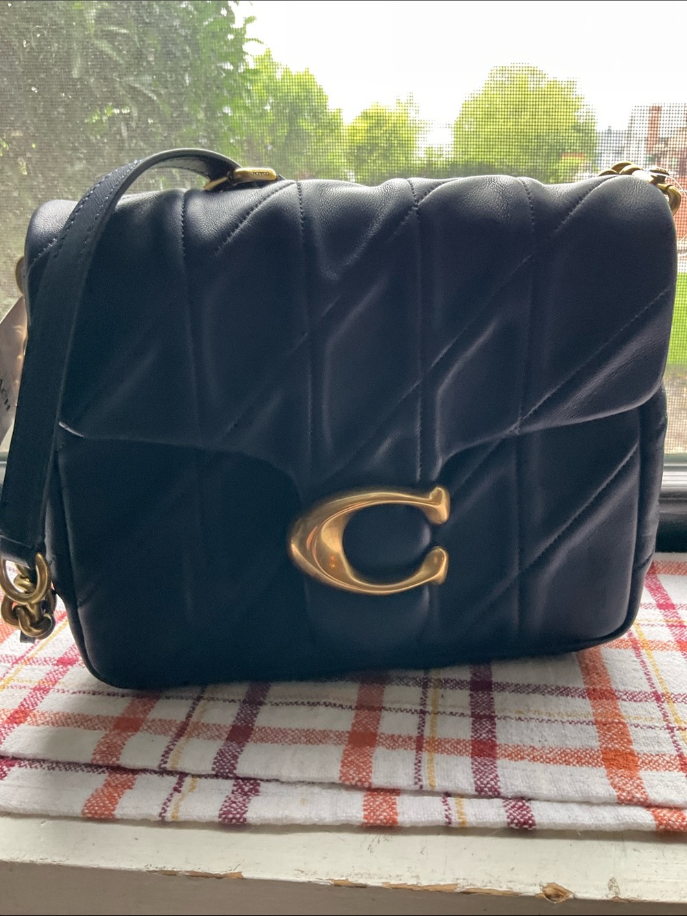 Coach Navy Blue Times Square Tabby, Crossbody bag with brushed gold hardware NWT - Picture 9 of 12